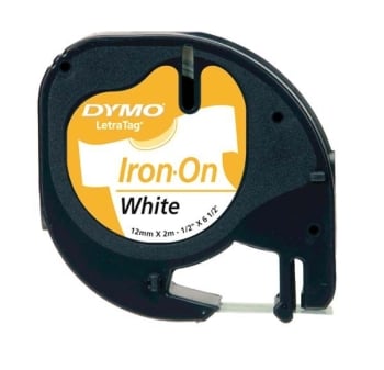 Dymo S0718850 12mm White Iron on Letratag Tape