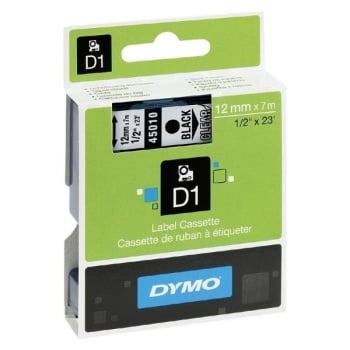 Dymo S0720500 D1 Tape 12mm Black on Clear