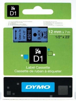 Dymo S0720560 D1 Tape 12mm Black on Blue