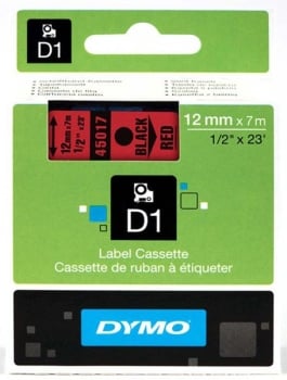 Dymo S0720570 D1 Tape 12mm Black on Red