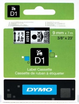 Dymo S0720670 D1 Tape 9mm Black on Clear