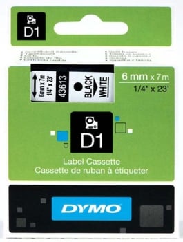 Dymo S0720780 D1 Tape 6mm Black on White