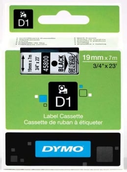 Dymo S0720820 D1 Tape 19mm Black on Clear