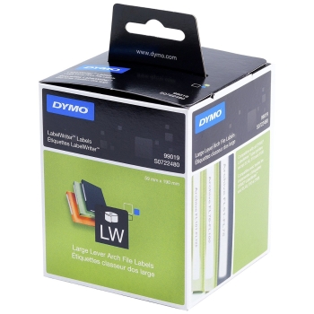 Dymo S0722480 LW Broad Folder Labels Black on White 190mm x 59mm