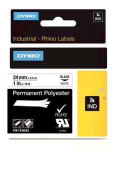 Dymo Rhino S0773830 24mm White 6000 Permanent Polyester Tape