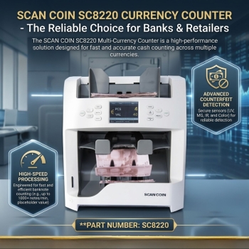 Scan Coin SC8220 Currency Counter Reliable Multi-Currency Bill Counting Machine for Banks & Retailers