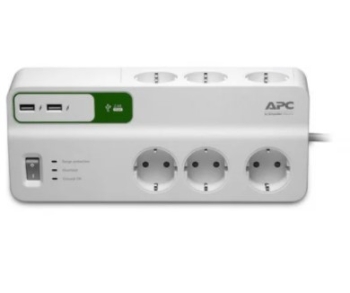 APC PM6U-GR Essential Surge Arrest 5 Outlets With 5V, 2.4A 2 Port USB Charger 230V