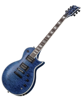 ESP LTD Deluxe Eclipse EC-1000 Piezo with Quilted Maple Top, See-Thru Blue Finish