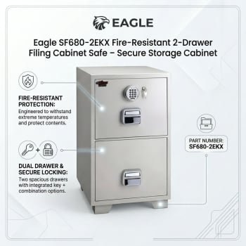 Eagle SF680-2EKX 2 Drawer Fire Resistant Filing Cabinet with Digital & Key Lock (Top Drawer Only)