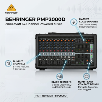 Behringer PMP2000D 2000-Watt 14-Channel Powered Mixer