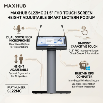 MAXHUB SL22MC 21.5&rdquo; FHD Touch Screen Height Adjustable Smart Lectern Podium