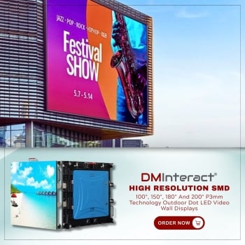 DMInteract 100", 150", 180" And 200" P2.5mm High Resolution SMD Technology Outdoor Dot LED Video Wall Displays