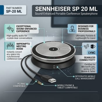 Sennheiser SP 20 ML Sound-Enhanced Portable Conference Speakerphone