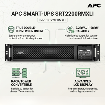 APC SRT2200RMXLI Smart-UPS 2200VA 2U Rack 230V 1980W Pure Sine Wave UPS System
