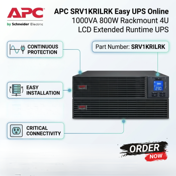 APC SRV1KRILRK Easy UPS Online 1000VA 800W Rackmount 4U LCD Extended Runtime UPS