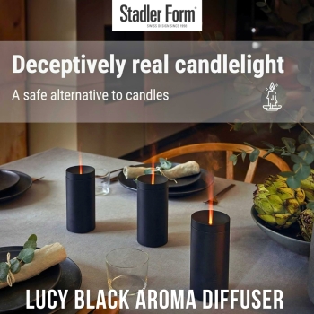 Stadler Form Lucy Black Diffuses Fragrance 7-hrs Battery Power Realistic Flame Effect Aroma Diffuser