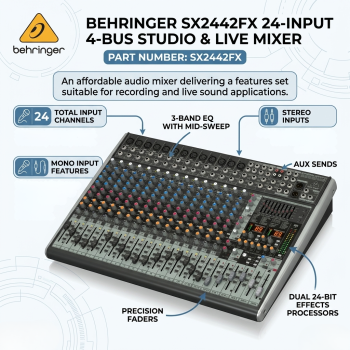 Behringer SX2442FX 24-Input 4-Bus Studio Live Mixer 