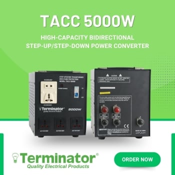 Terminator TACC 5000W 220V to 110V Step Down Voltage Converter Heavy Duty Transformer for Home & Commercial Appliances