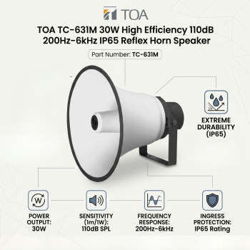 TOA TC-631M 30W High Efficiency 110dB 200Hz&ndash;6kHz IP65 Reflex Horn Speaker