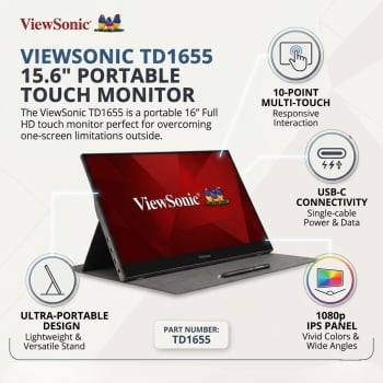 Viewsonic TD1655 15.6" Portable 1080p IPS Touch Monitor