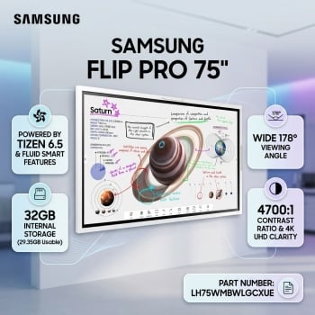 Samsung WM75B 75" Flip Pro 4K UHD Interactive Flat Panel Display
