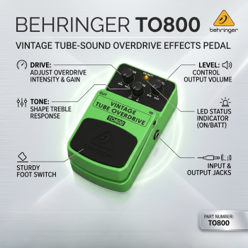 Behringer TO800 Vintage Tube-Sound Overdrive Effects Pedal