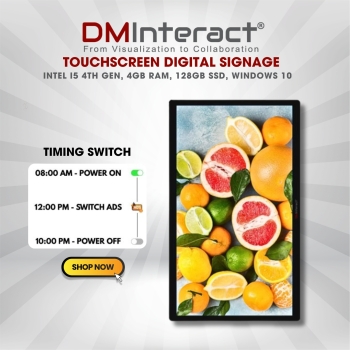 DMInteract DM43TS 43" 4K Touchscreen Digital Signage | Intel i5 4th Gen, 4GB RAM, 128GB SSD, Windows 10