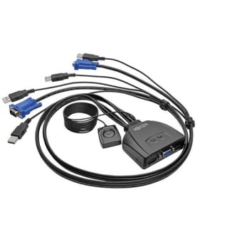 Tripp Lite 2-Port USB/VGA Cable KVM Switch with Cables and USB Peripheral Sharing