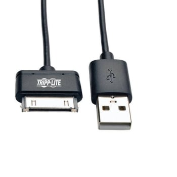Tripp Lite USB Sync/Charge Cable with Apple 30-Pin Dock Connector, 10-in