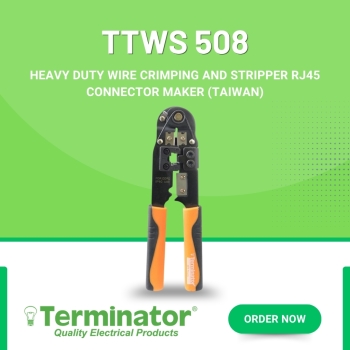 Terminator TTWS 508 Heavy Duty RJ45 Crimping Tool & Wire Stripper for Ethernet LAN Cable, Cat5/Cat6 Network Connector Maker (Taiwan)