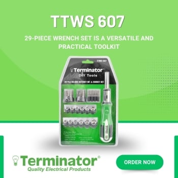 Terminator TTWS 607 29 Piece Heavy Duty Wrench Set Socket & Ratchet Spanner Kit for Car Repair, Garage & Maintenance Use