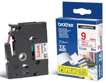 Brother TZ-222 P-Touch Tape 9mm (0.35") Red On White