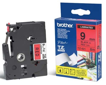 Brother TZ-421 P-Touch Tape 9mm (0.35") Black on Red