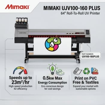 Mimaki UJV100-160 PLUS 64" Roll-To-Roll UV Printer