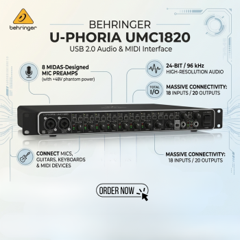 Behringer U-PHORIA UMC1820 USB 2.0 Audio & MIDI Interface