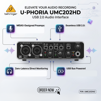 Behringer U-PHORIA UMC202HD USB 2.0 Audio Interface