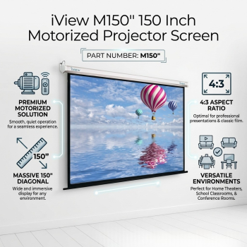 iView M150" 150 Inch Diagonal 4:3 Aspect Motorized Projector Screen