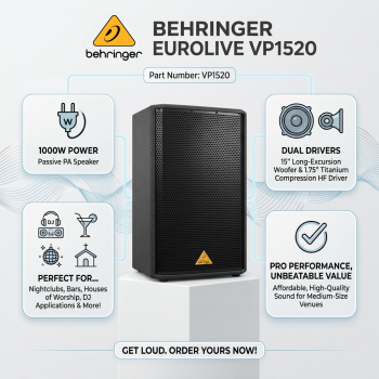 Behringer VP1520 Professional 1000-Watt PA Speaker With 15" Woofer