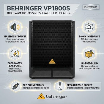 Behringer VP1800S 1800-Watt 18" Subwoofer Speaker