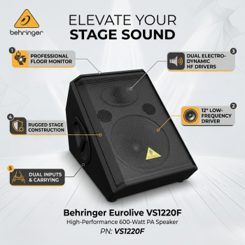 Behringer VS1220F High-Performance 600-Watt PA Speaker