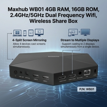 Maxhub WB01 4GB RAM, 16GB ROM, 2.4GHz/5GHz Dual Frequency Wiﬁ, Wireless Share Box