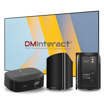 DMInteract Home Theatre Projector + 120inch 16:9 4K Thin Frame Projector Screen + 100W Wireless Speaker 