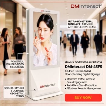 DMInteract DM-43FS 43-Inch Floor Standing Digital Signage – Double-Sided Display with Premium Glass