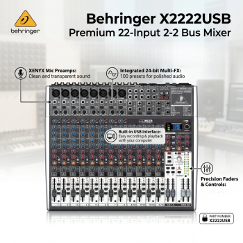 Behringer X2222USB Premium 22-Input 2-2 Bus Mixer