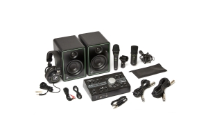 Mackie Studio Bundle 3" Monitors, Monitor Controller, Headphones, and Two Microphones