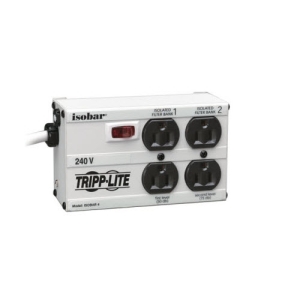 Tripp Lite 230V Surge Protector, 4-Outlet, 6 ft. Right-Angle Plug, 330 Joules, Metal Housing