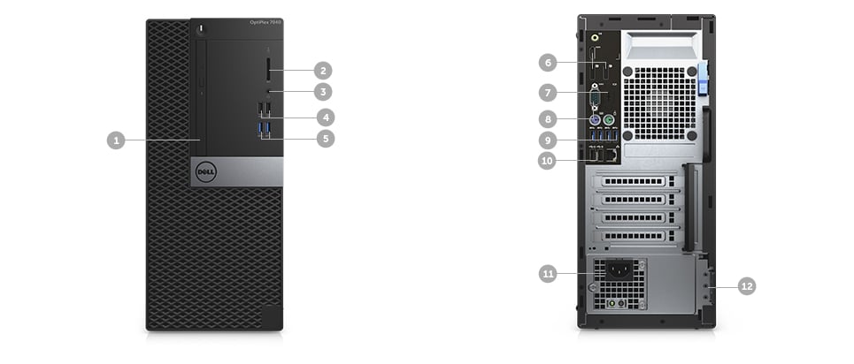 7040 Mini Tower Ports and slots