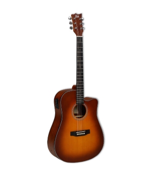  ESP LTD XAD100 Series Antique Brown Sunburst Satin Finish Dreadnought Electric Acoustic Guitar